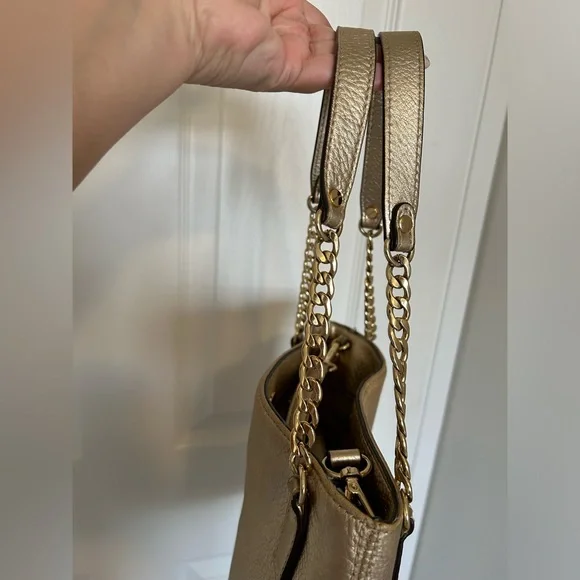 Michael Kors Gold Jet Set Chain messenger crossbody shoulder satchel - Picture 4 of 15